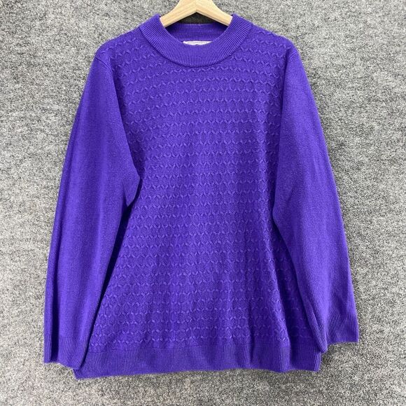 Allison Daley Sweater Pullover Women 1X Plus Blue Knit Crew Neck Long Sleeve - Picture 1 of 9